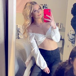 White polk a dot long sleeve